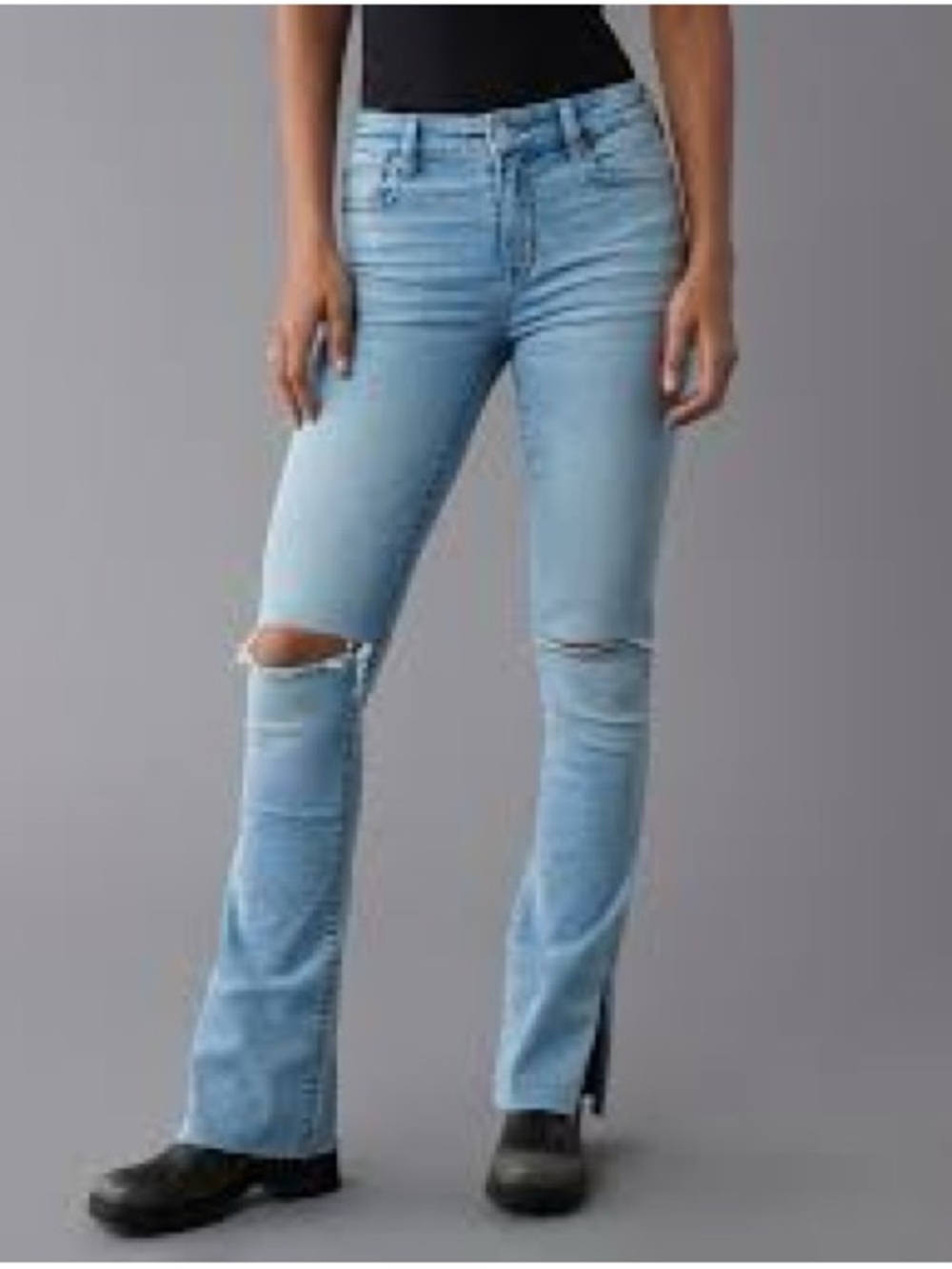 NWT American Eagle AE Next Level High-Waisted Ripped Skinny Kick Jean. 4 (26)